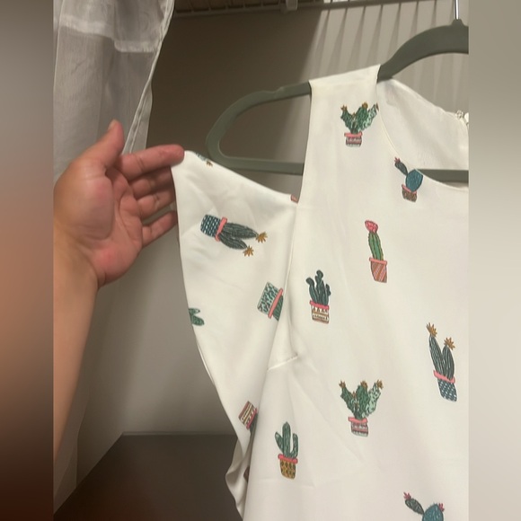 NWT Do+Be Women's Size 6 White Cactus Pattern Ruffle Sleeve Dress - Picture 8 of 14